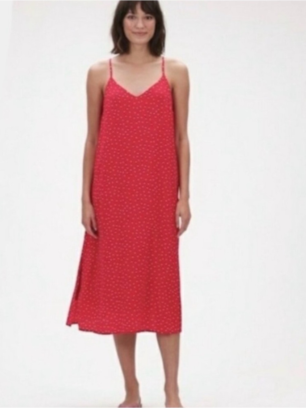 GAP Red Polka Dot Slip Midi Dress
